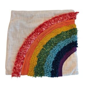 World Market Rainbow Pillow Cover 18”x 18” Multi Color Zipper Close Retro